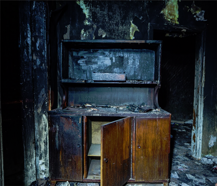furniture in a house that was burned by a fire